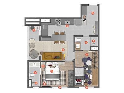 Aquarela Home - Planta tipo 55,30m²