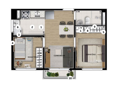 Viva Smart Freguesia - Planta tipo 41m²