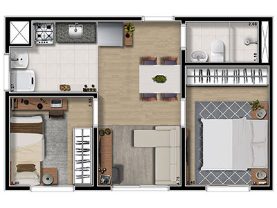 Viva Smart Itaquera - Planta tipo 39m²